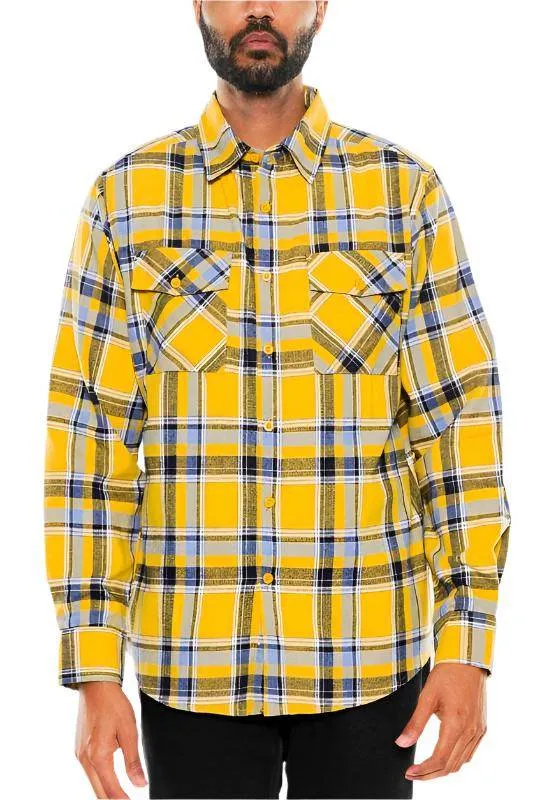 Long Sleeve Flannel Full Plaid Checkered Shirt