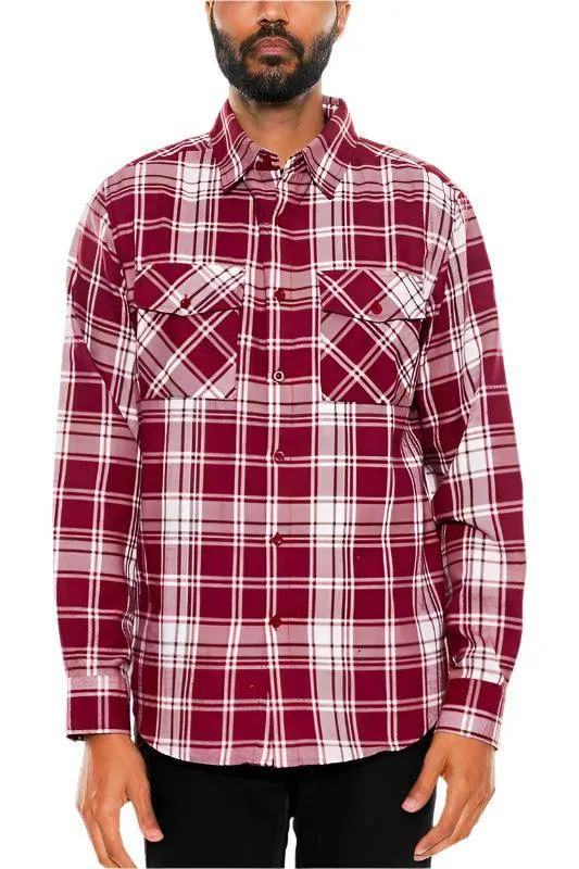 Long Sleeve Flannel Full Plaid Checkered Shirt