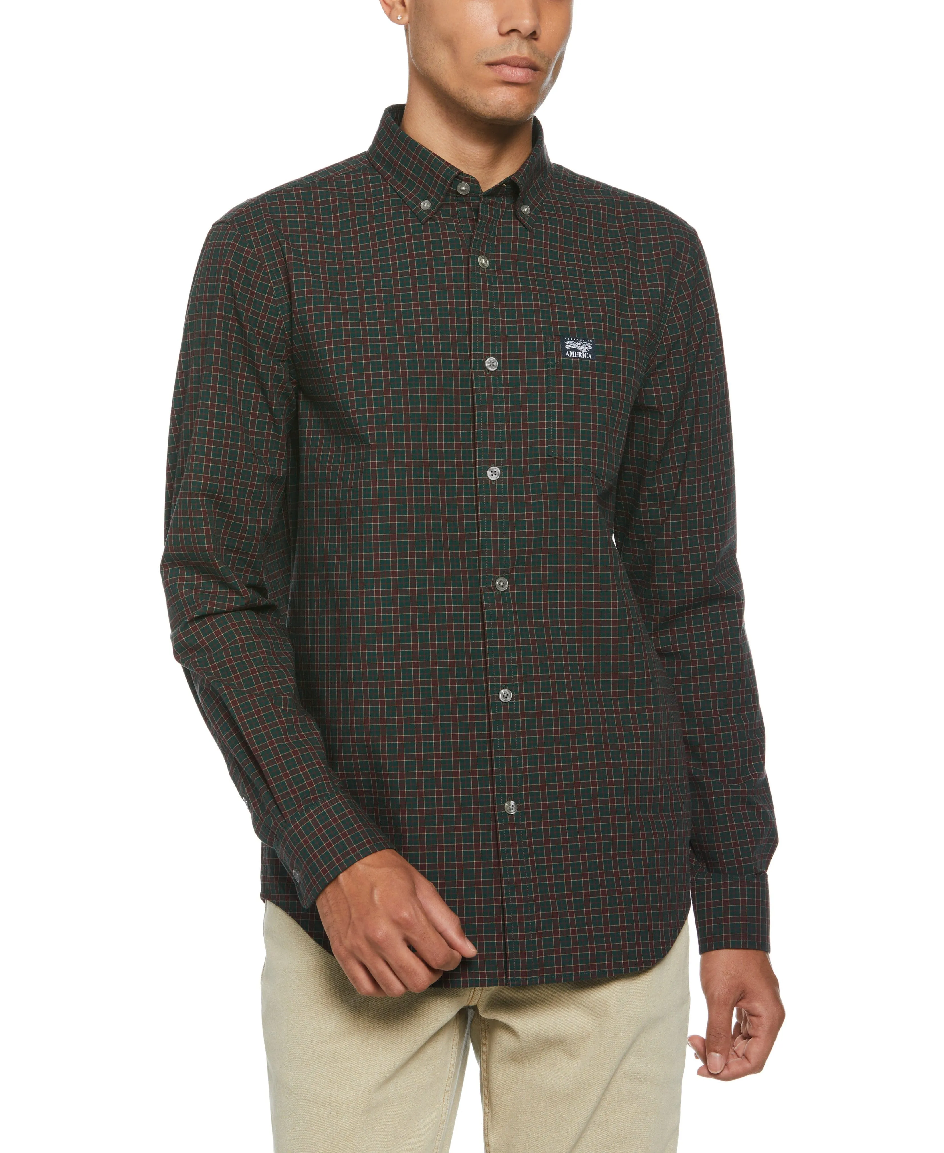Long Sleeve Plaid Poplin Shirt
