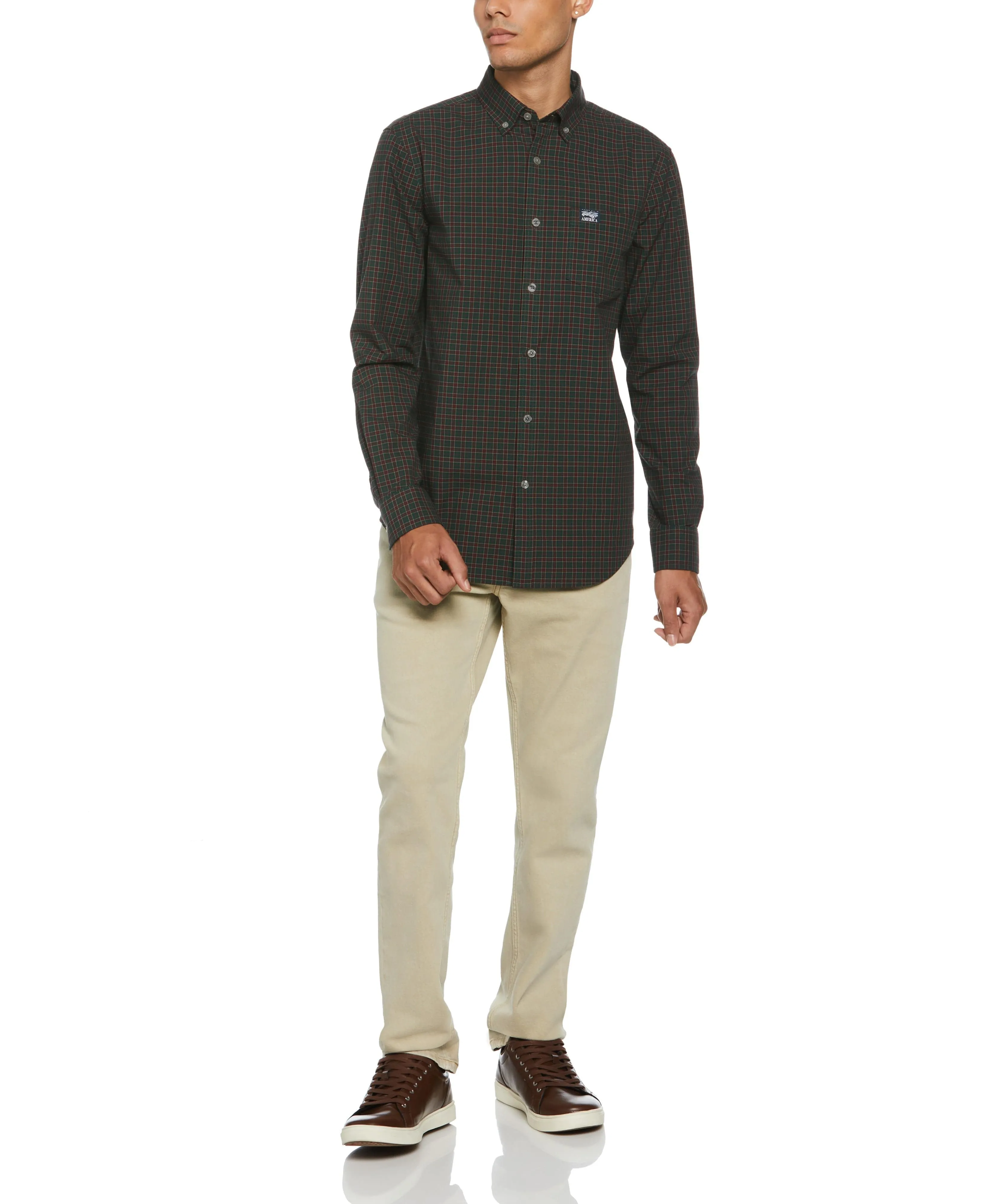 Long Sleeve Plaid Poplin Shirt