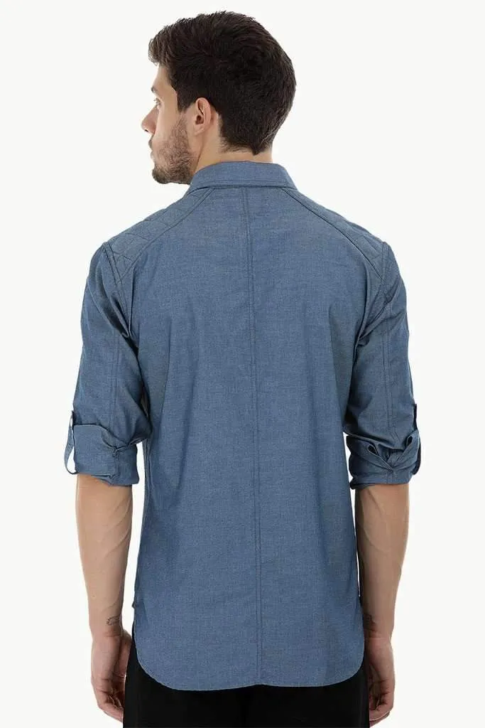 Long Sleeve Quilted Patch Shirt