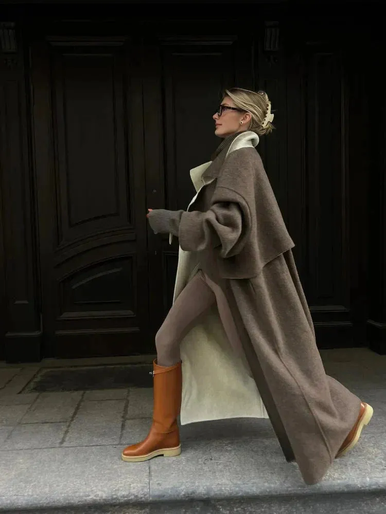 Long wool coat - oversized - wool trench coat