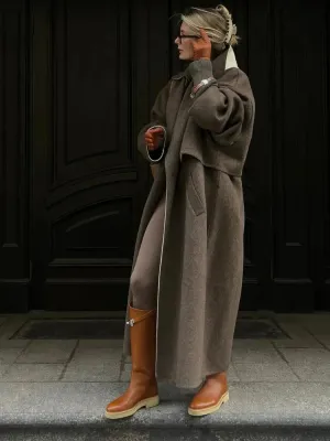 Long wool coat - oversized - wool trench coat