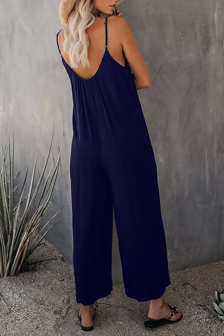 Loose Sleeveless Jumpsuits With Pockets