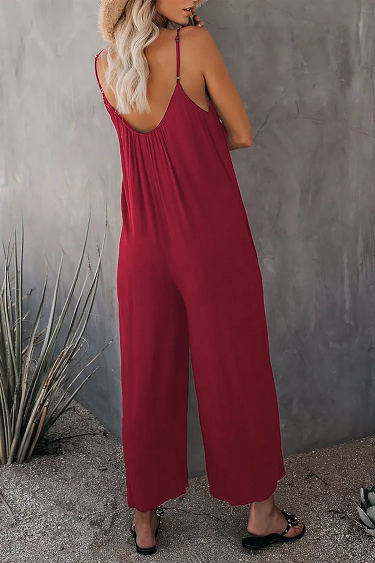 Loose Sleeveless Jumpsuits With Pockets