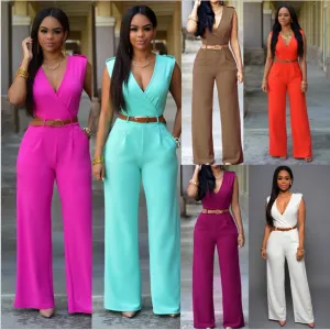 Loose Slim Sleeveless Jumpsuit with Belt AY1150