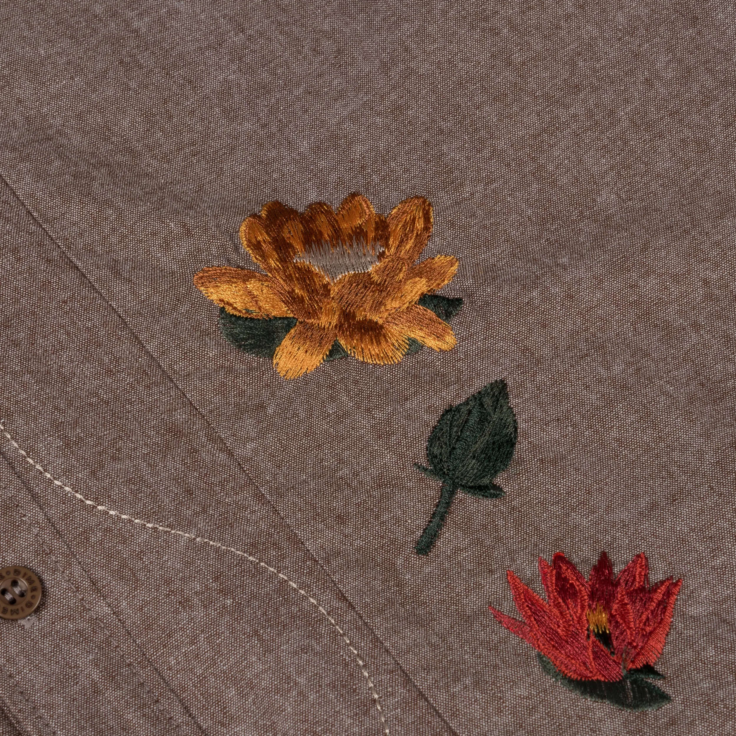 LOTUS BUTTON UP SS - HEATHER BROWN