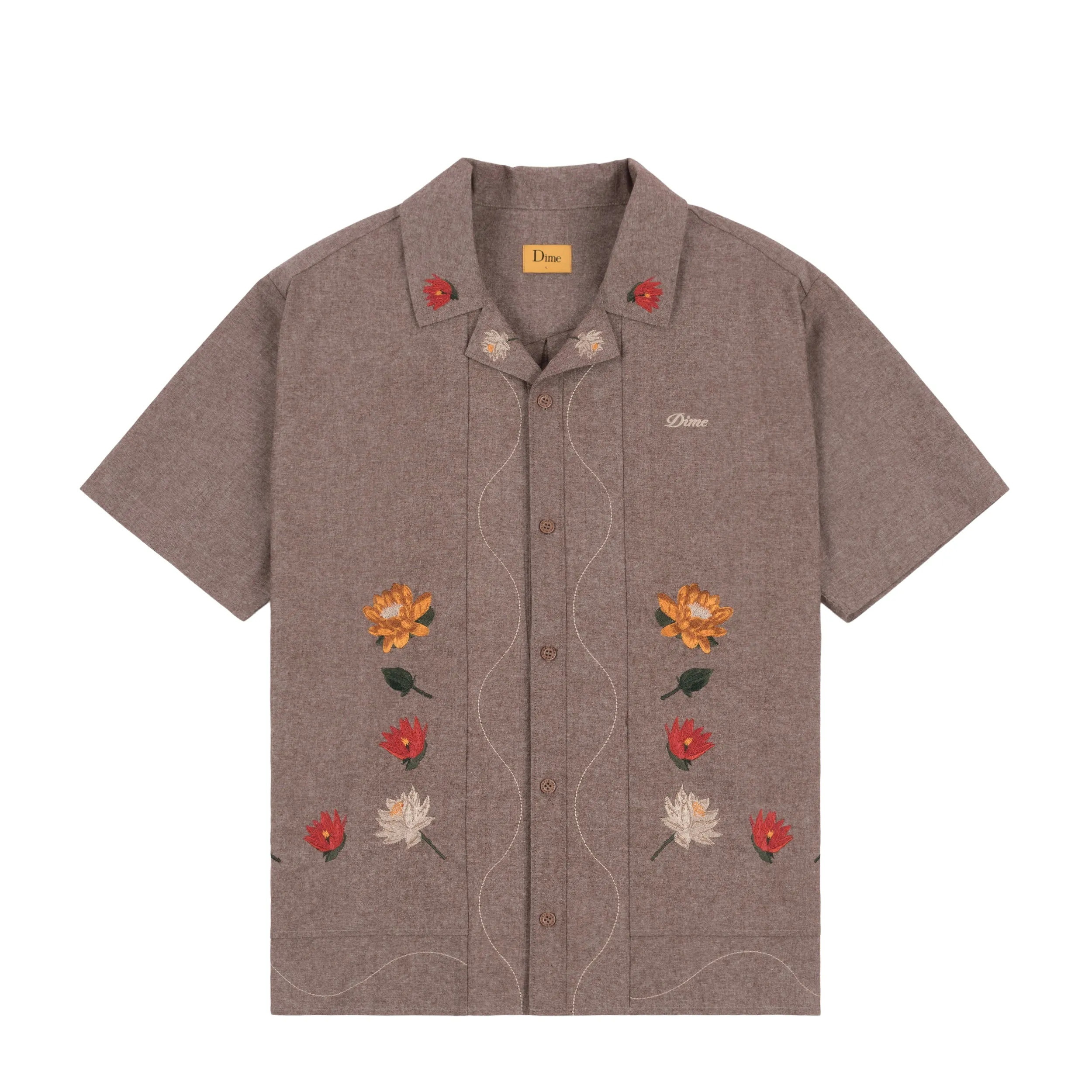 LOTUS BUTTON UP SS - HEATHER BROWN