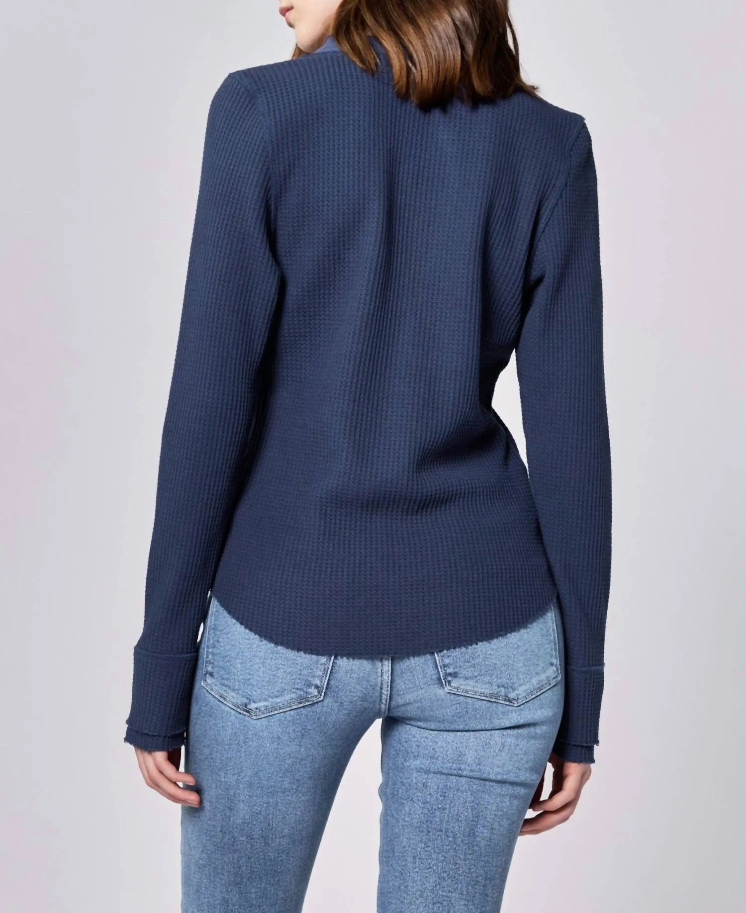 Luna V-Neck Long Sleeve Thermal In Black Iris