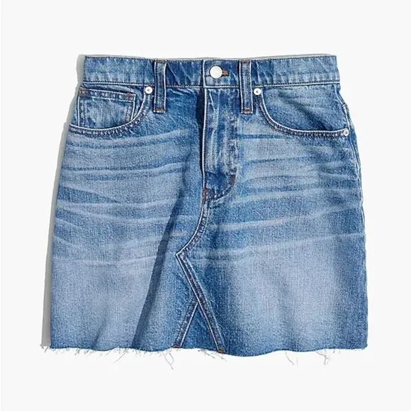 Madewell Rigid Denim A-Line Mini Skirt in Leandra Wash 27 NWT