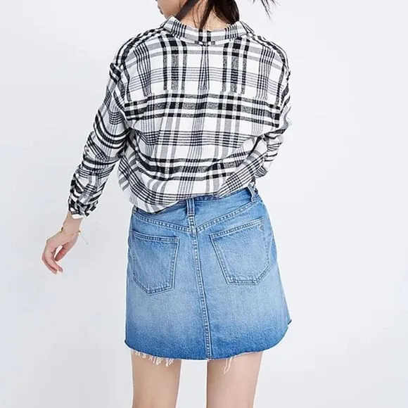 Madewell Rigid Denim A-Line Mini Skirt in Leandra Wash 27 NWT