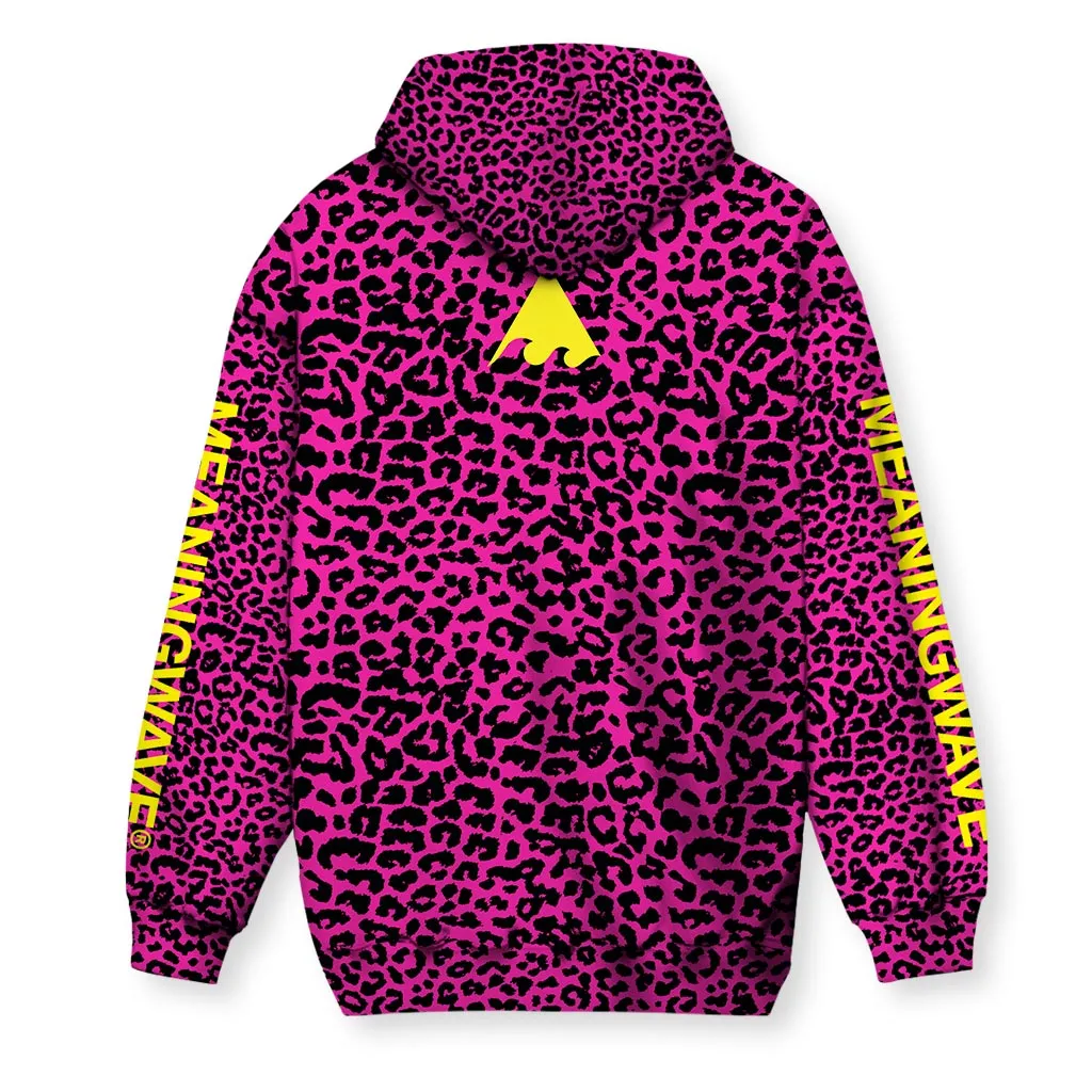 Meaningwave Neon Leopard Men's Zip-Up Hoodie