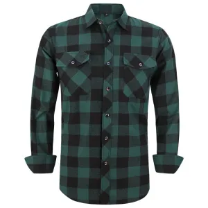 Men Plaid Flannel Shirt Regular Fit Casual Long Sleeve