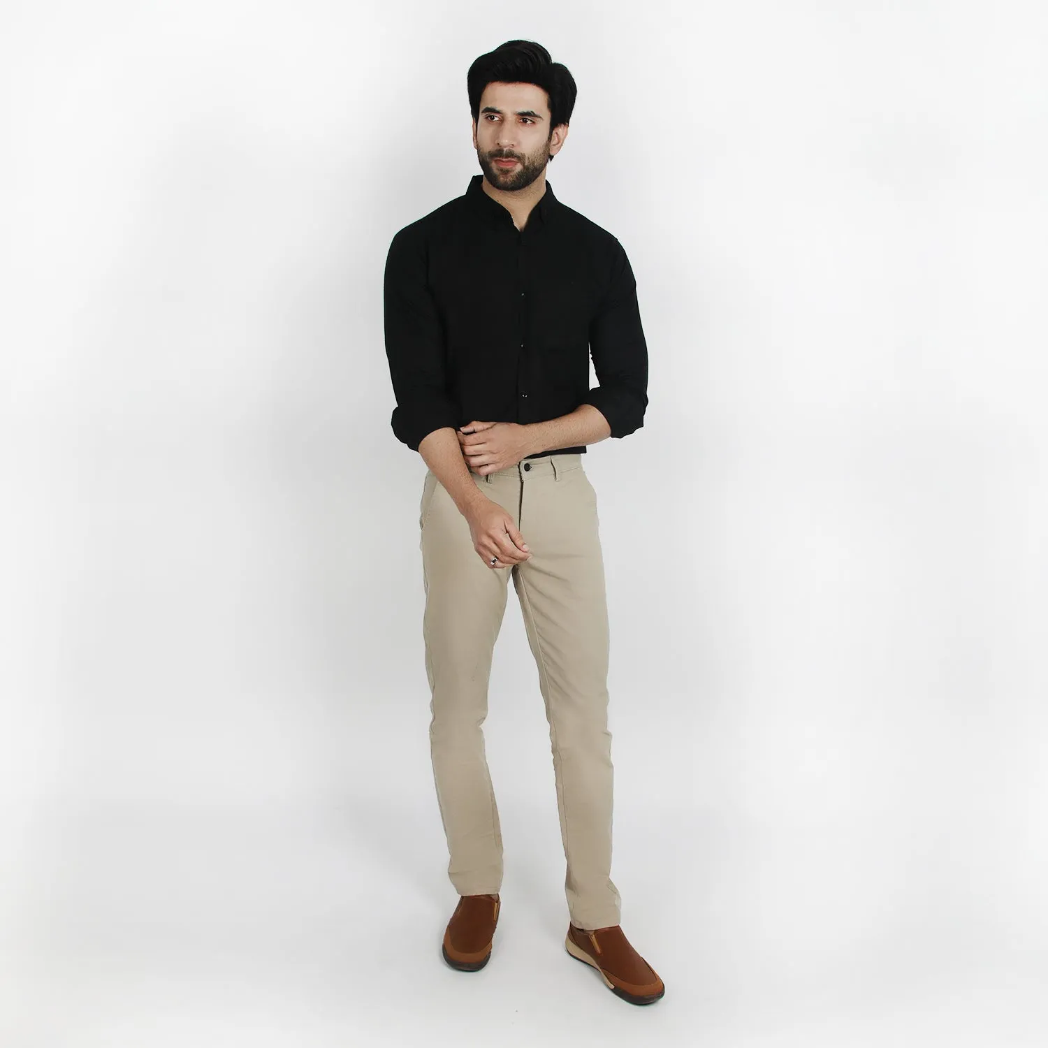 Men's Casual Chambray Shirt - Black