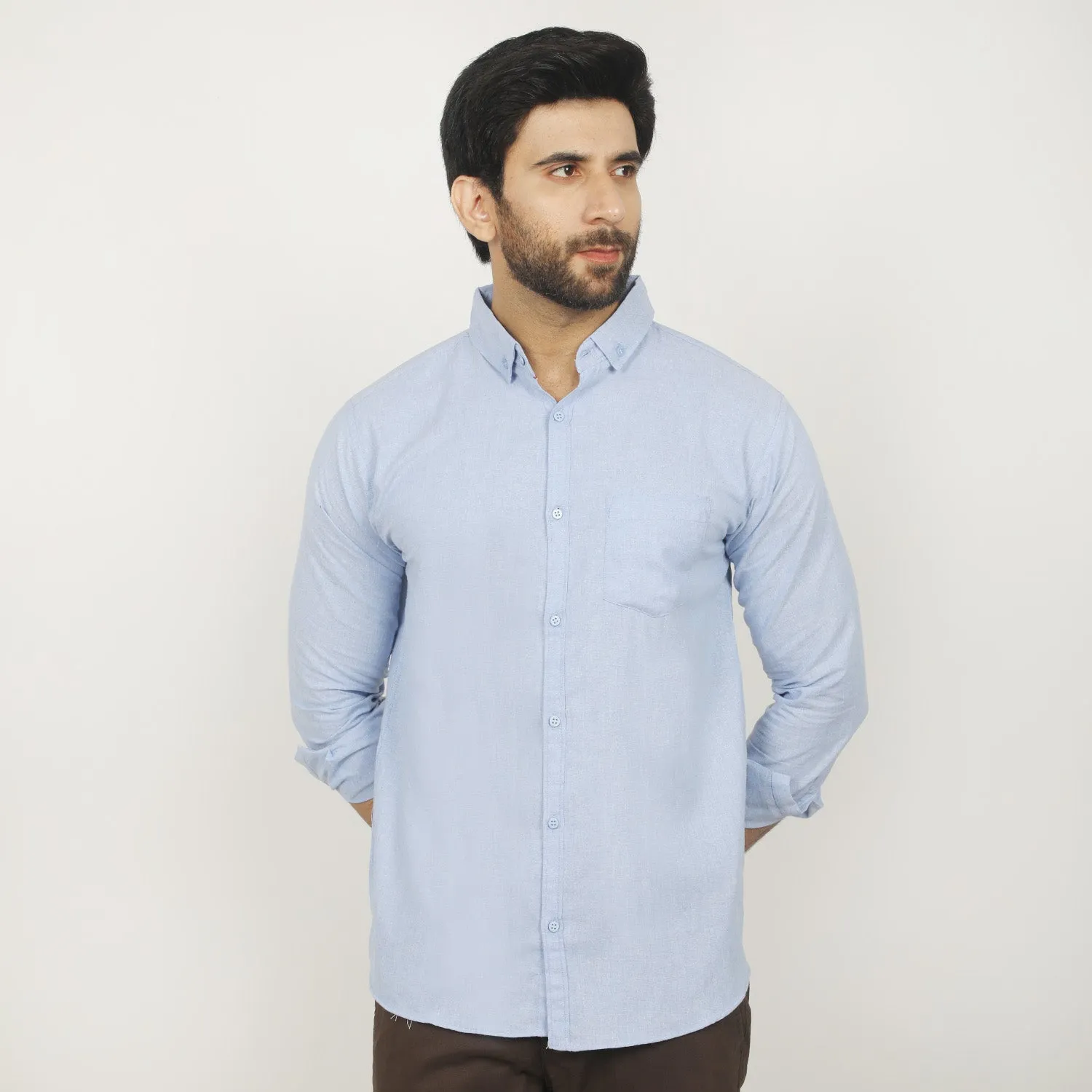 Men's Casual Chambray Shirt - Blue