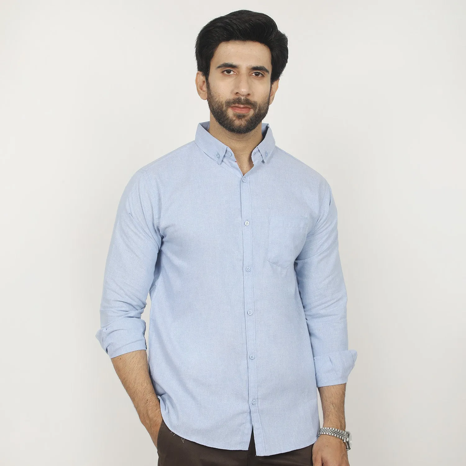 Men's Casual Chambray Shirt - Blue