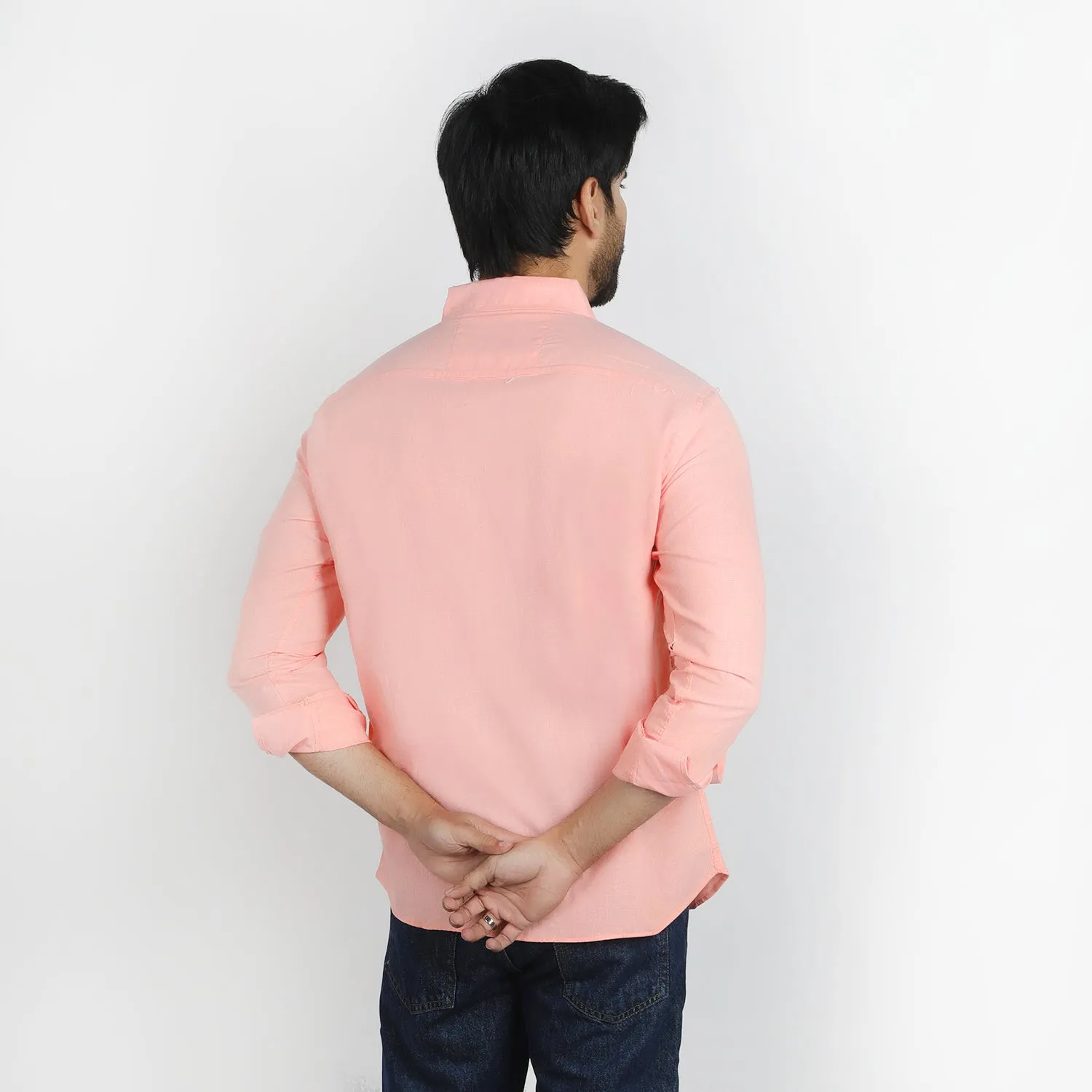 Men's Casual Chambray Shirt - Light Salmon