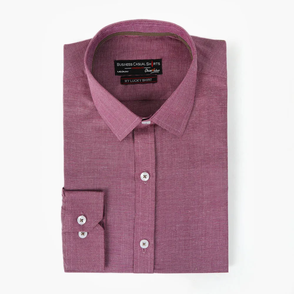 Men's Chambray Casual Shirt - Maroon