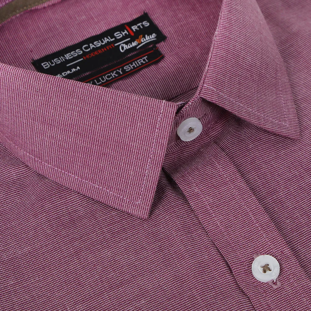 Men's Chambray Casual Shirt - Maroon