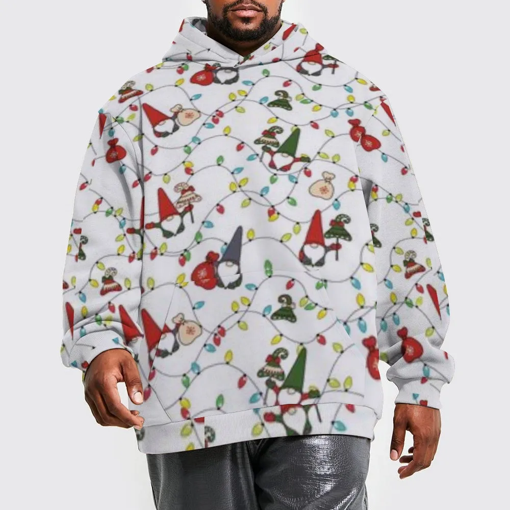 Mens Christmas Festival Graphic Pullover With Kangaroo Pocket Hoodies
