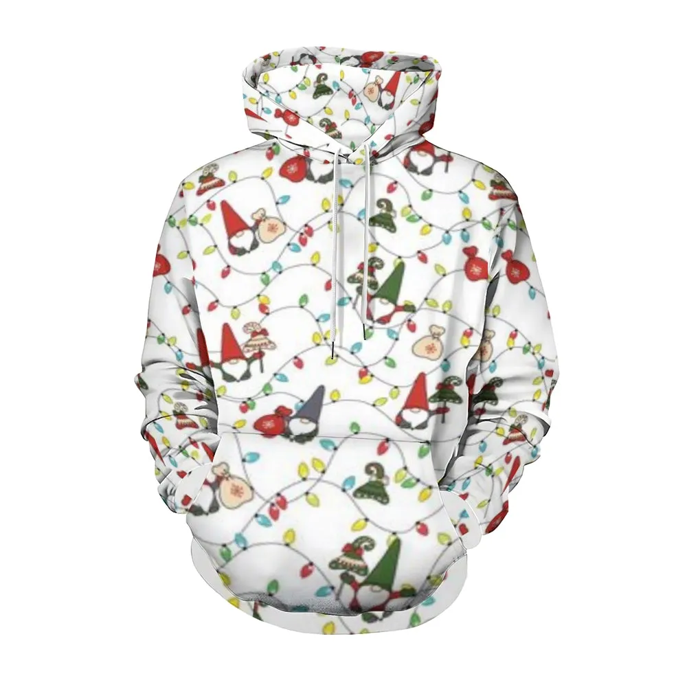 Mens Christmas Festival Graphic Pullover With Kangaroo Pocket Hoodies
