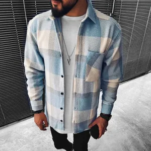 Men's Classic Plaid Shirt with Chest Pocket