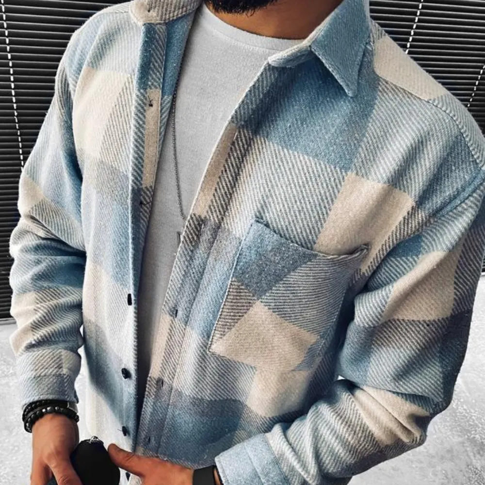 Men's Classic Plaid Shirt with Chest Pocket