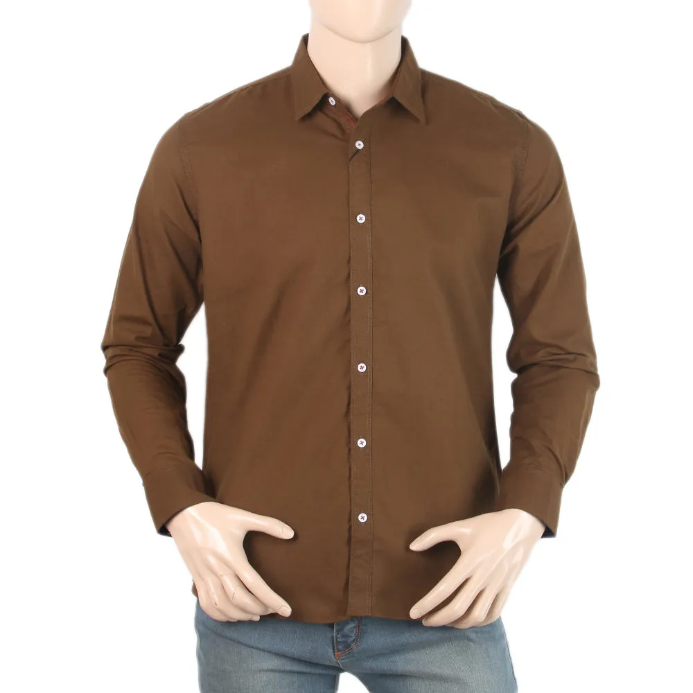 Men's Full Sleeves Casual Shirt - Dark Brown