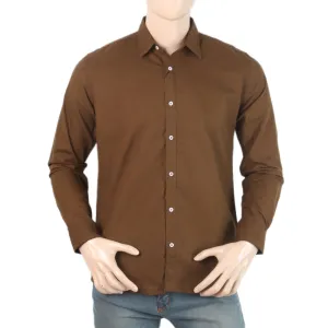 Men's Full Sleeves Casual Shirt - Dark Brown