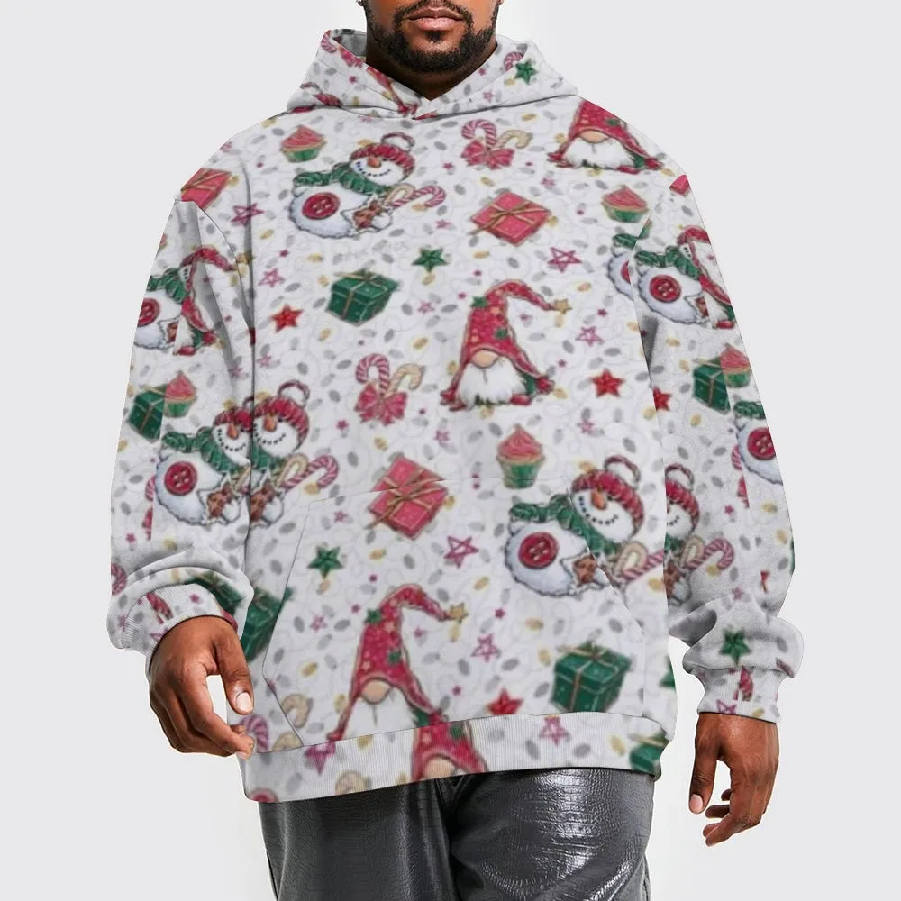 Mens Happy Christmas Gift Graphic Pullover With Kangaroo Pocket Hoodies