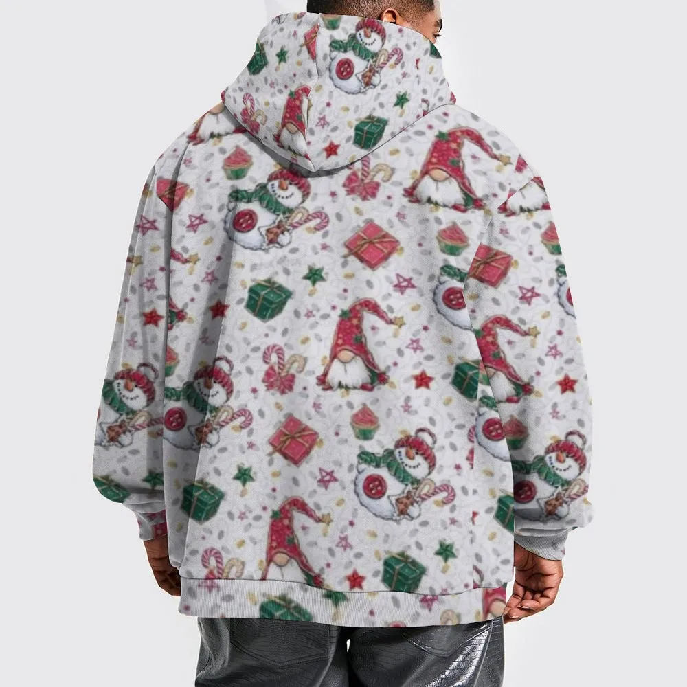 Mens Happy Christmas Gift Graphic Pullover With Kangaroo Pocket Hoodies