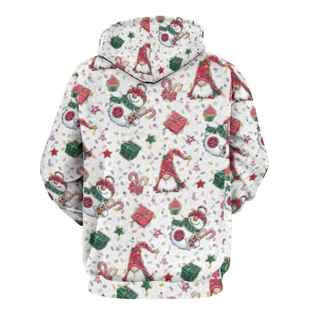 Mens Happy Christmas Gift Graphic Pullover With Kangaroo Pocket Hoodies