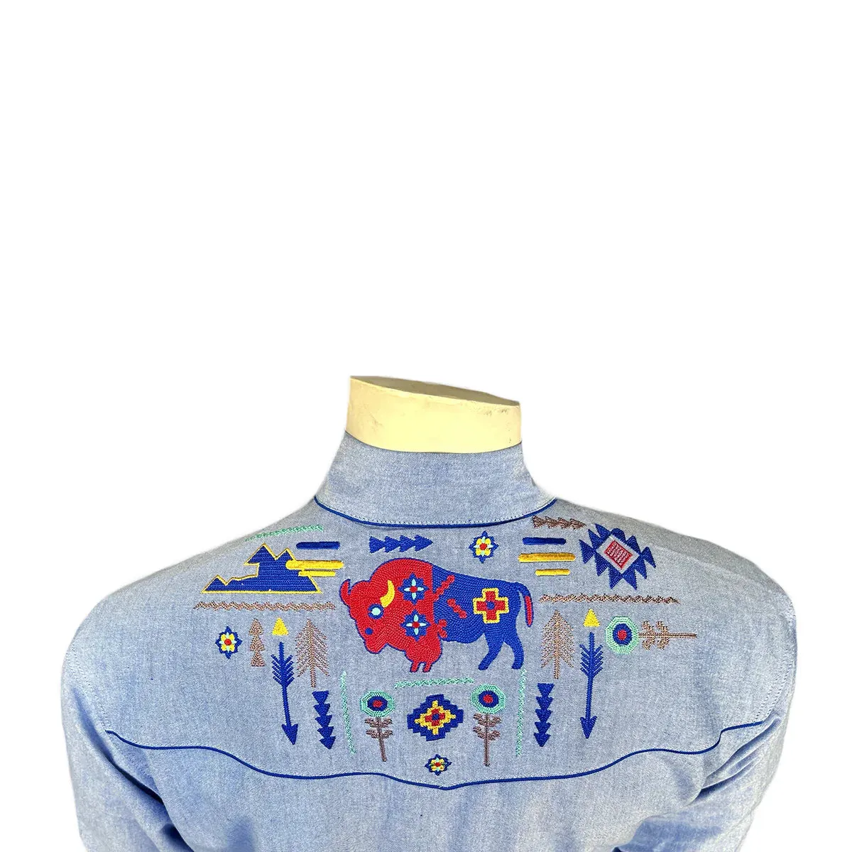 Men's Vintage Western Shirt Collection: Rockmount American Bison Chambray
