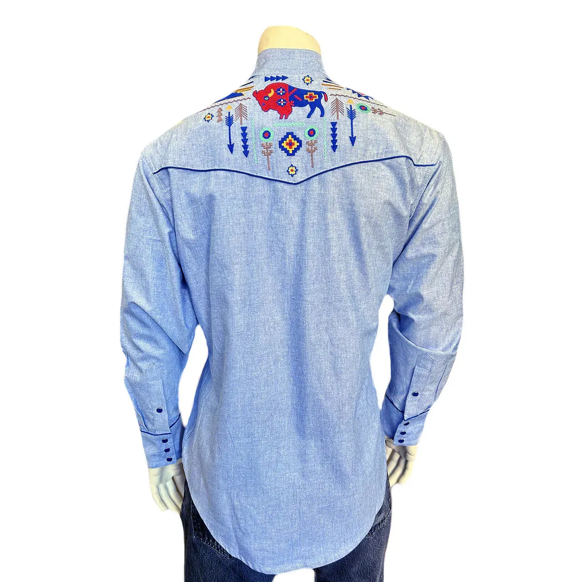 Men's Vintage Western Shirt Collection: Rockmount American Bison Chambray