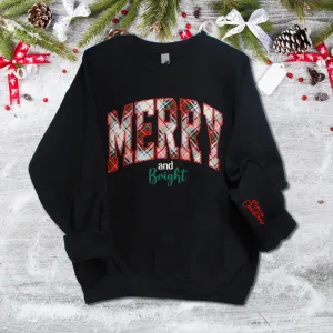 MERRY Arched Plaid Black Shirt-Custom Wording and Sleeve