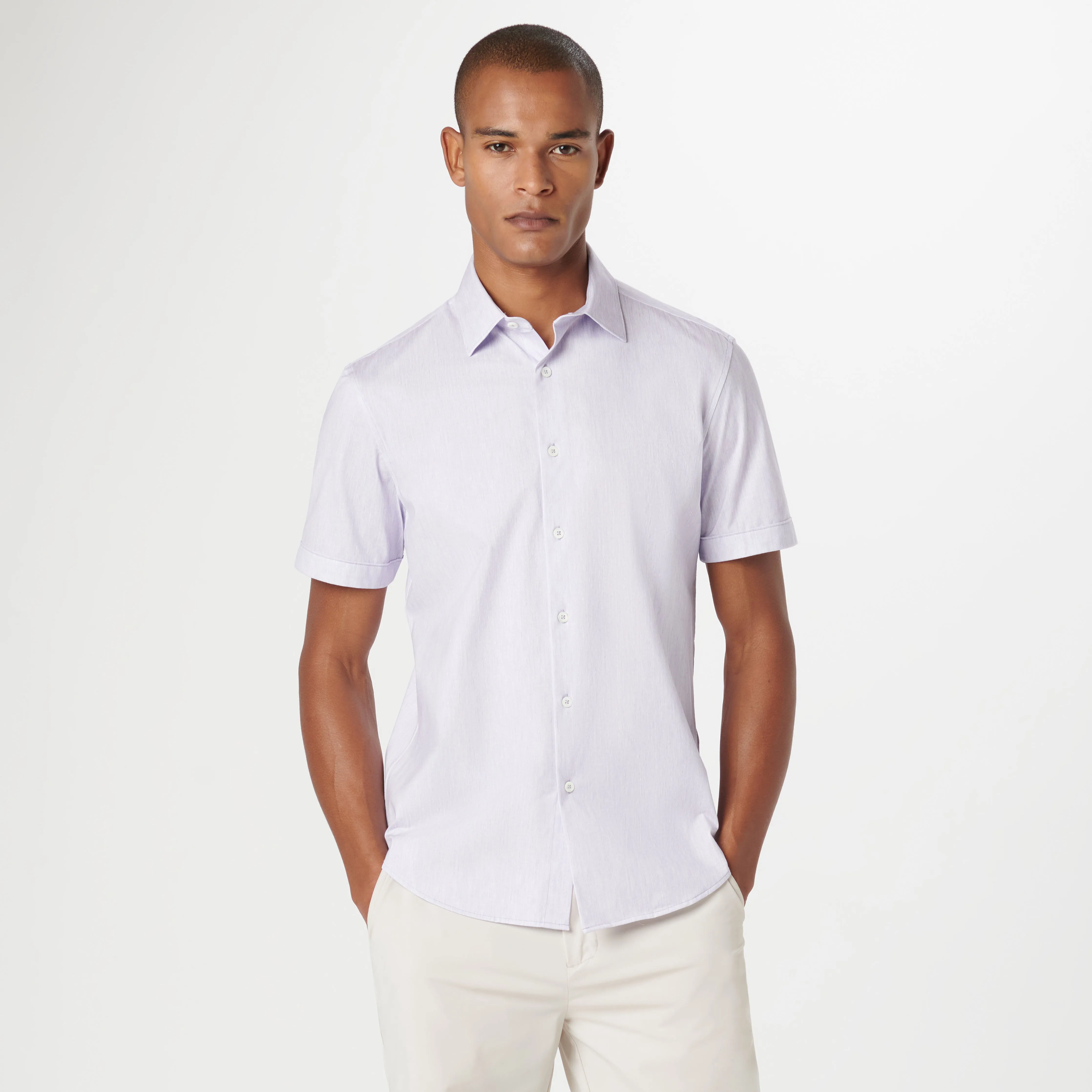 Miles Chambray Print OoohCotton Short Sleeve Shirt