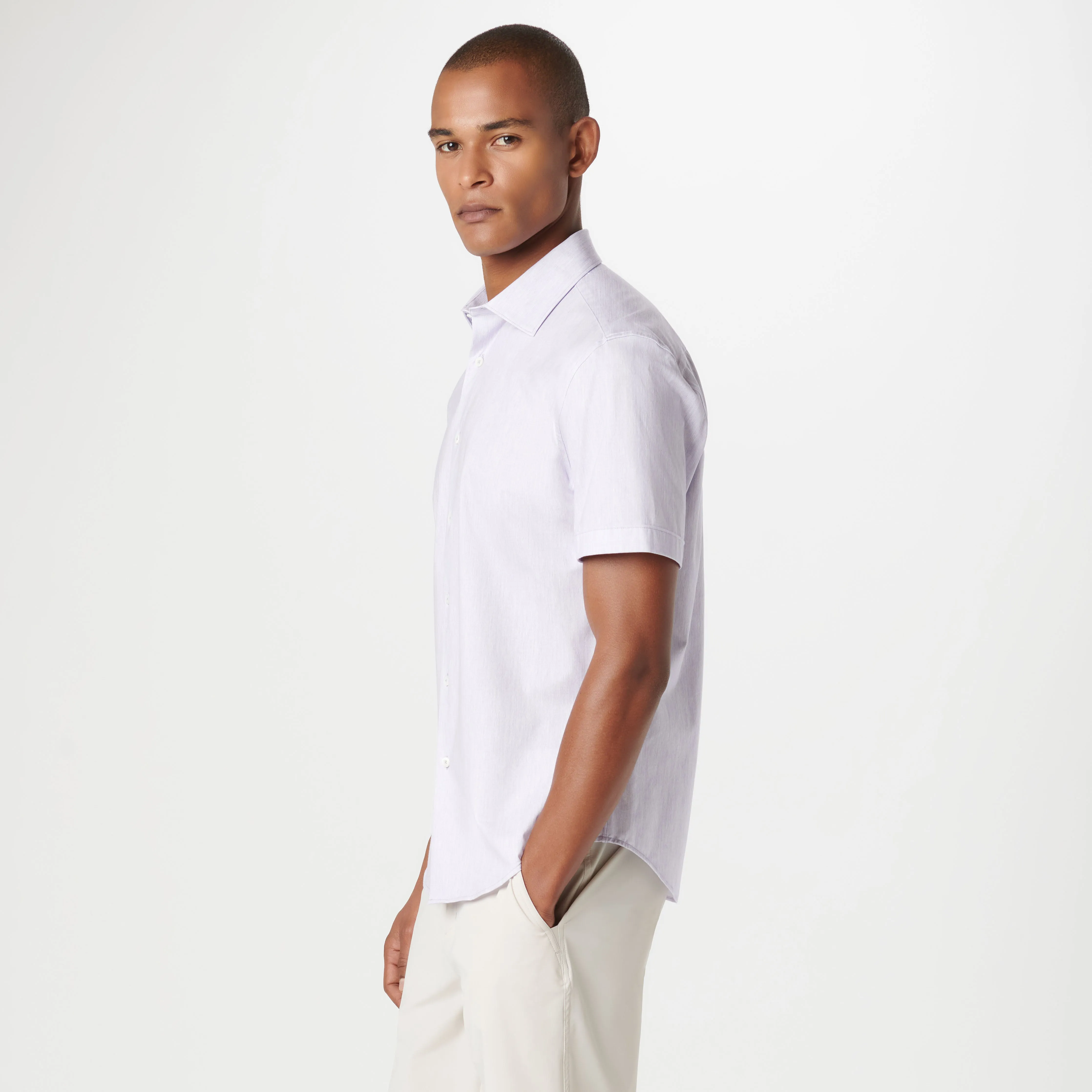 Miles Chambray Print OoohCotton Short Sleeve Shirt