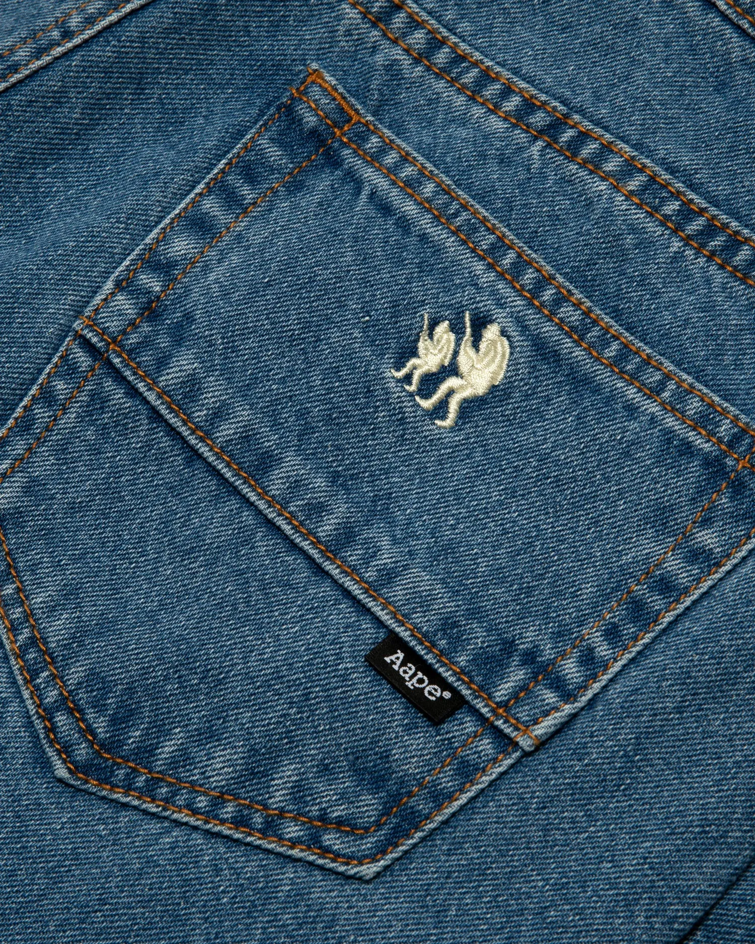 Moonface washed denim skirt