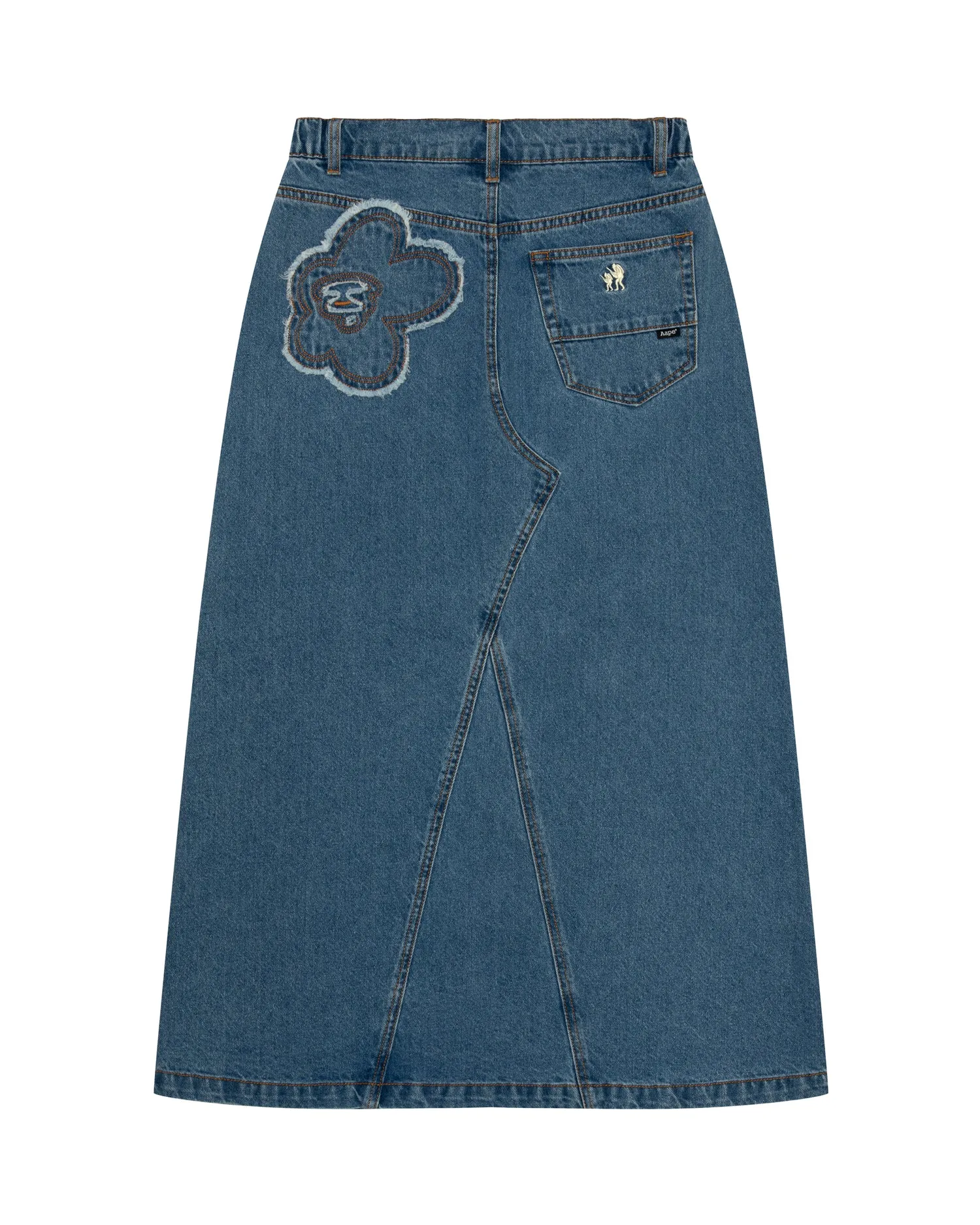 Moonface washed denim skirt