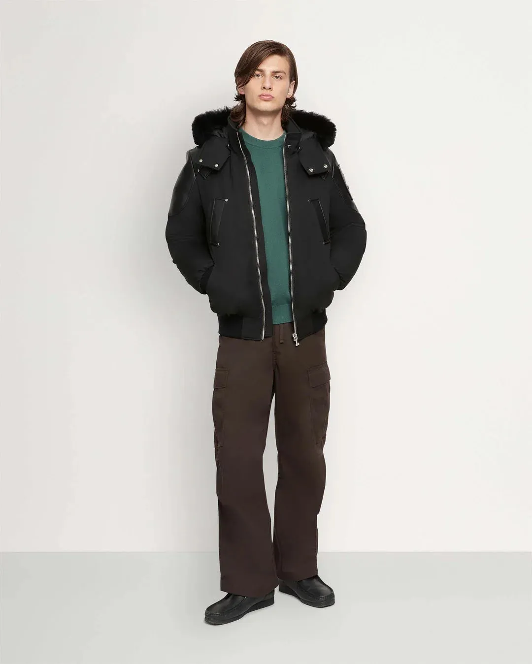 MOOSE KNUCKLES-PARK VISTA LEATHER TRIMMED BOMBER