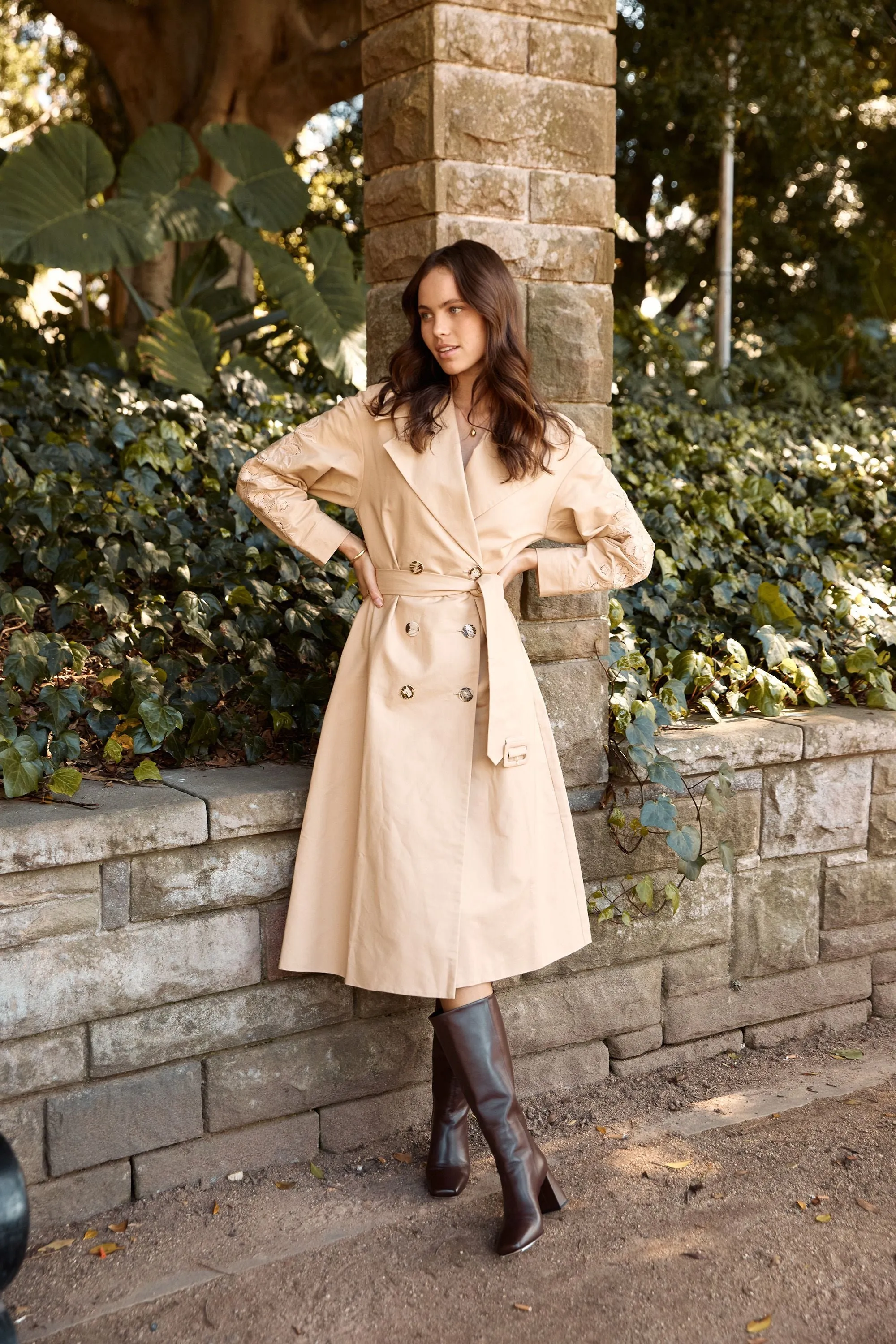 MOS - Louise Embroidery Trench - Beige