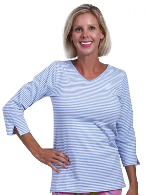 Nicole V-Neck Top Peri Stripe