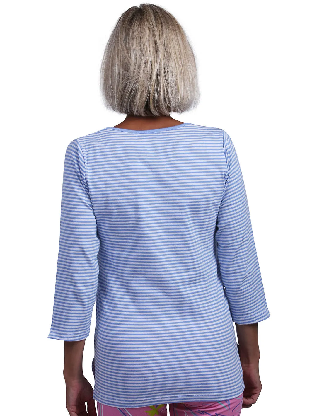 Nicole V-Neck Top Peri Stripe