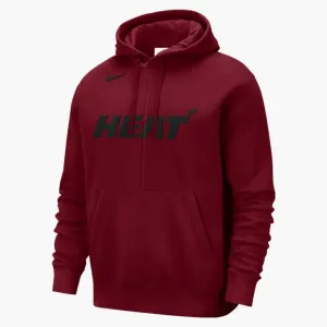 Nike Nba Miami Heat Courtside Team Logo Fleece Pullover Loose Fit Hoodie Red