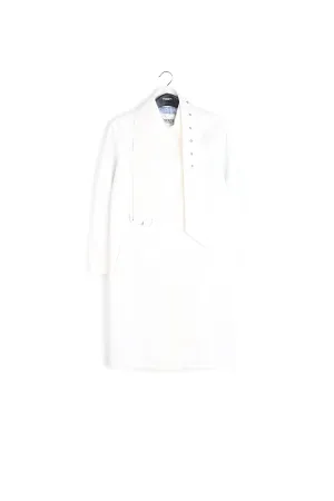 Off-white faux patent-leather trench coat