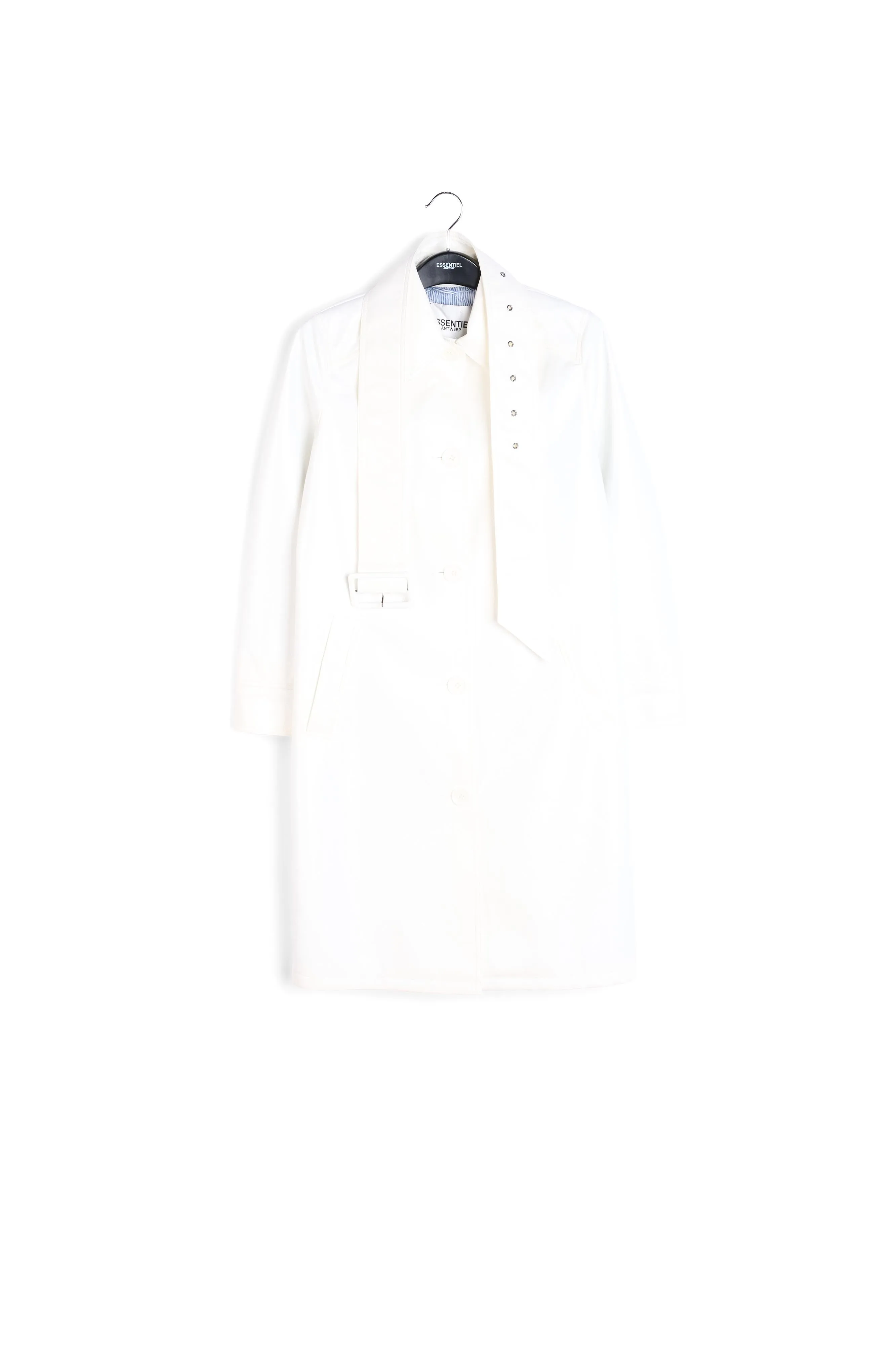 Off-white faux patent-leather trench coat