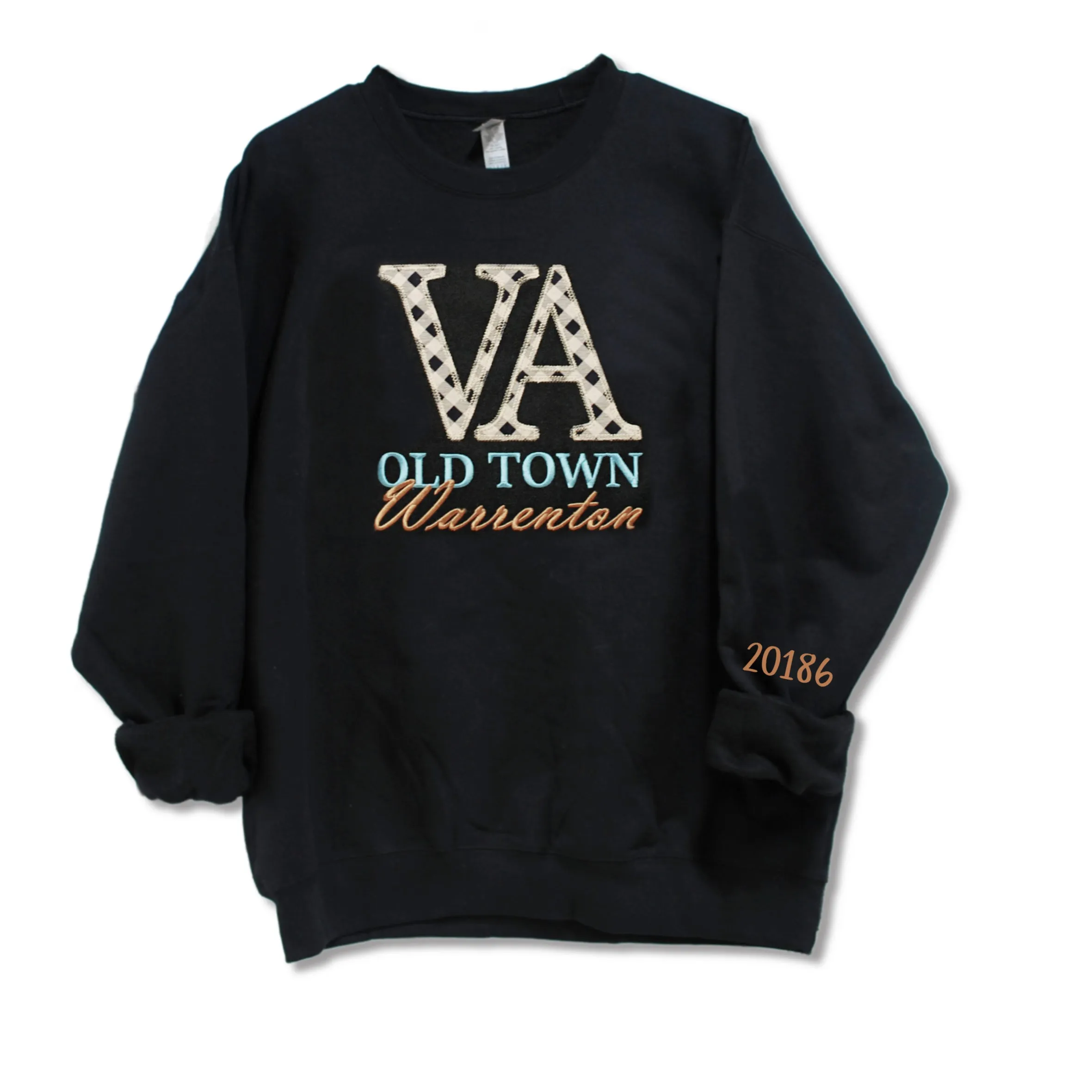 Old Town VA Black Checks Shirt with Custom Town and Sleeve