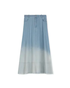 Ombre Denim Maxi Skirt