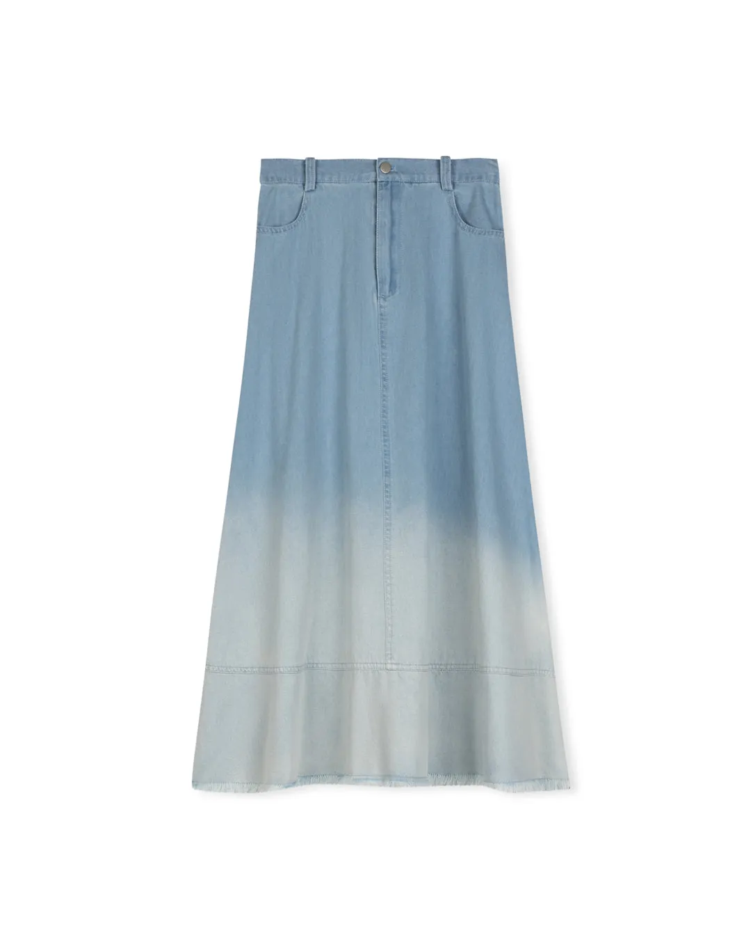 Ombre Denim Maxi Skirt