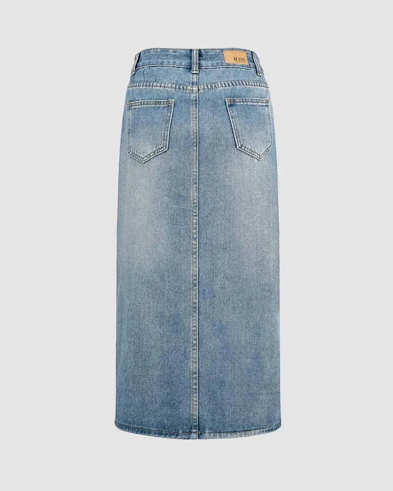 Oriel Split Denim Skirt